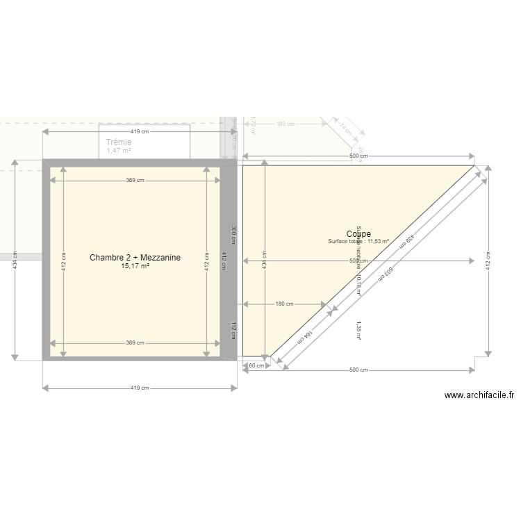 ML24003201. Plan de 3 pièces et 53 m2