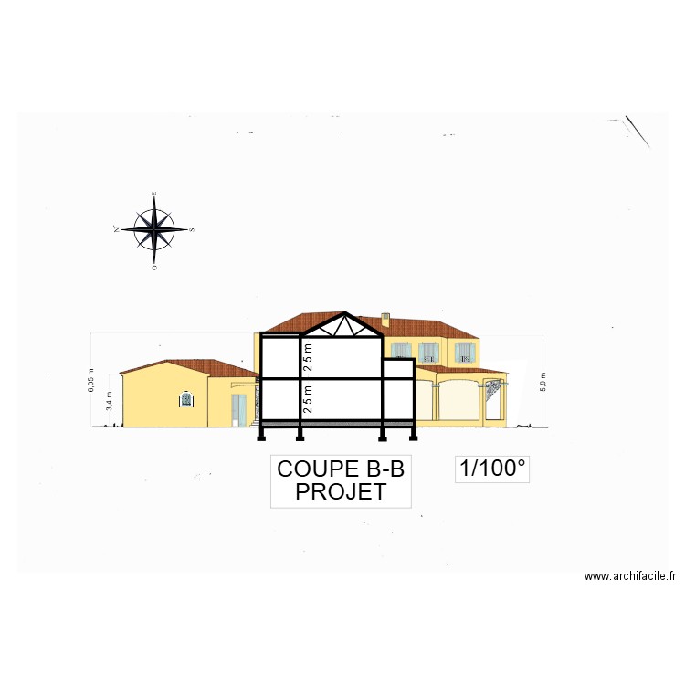gorguette COUPE B-B PROJET. Plan de 0 pièce et 0 m2