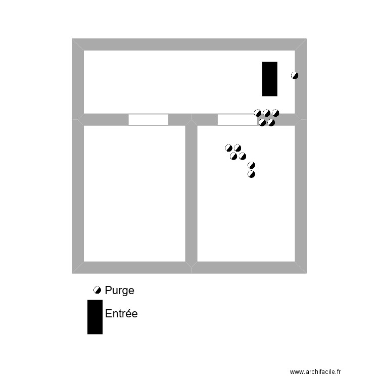 vide san. Plan de 3 pièces et 21 m2