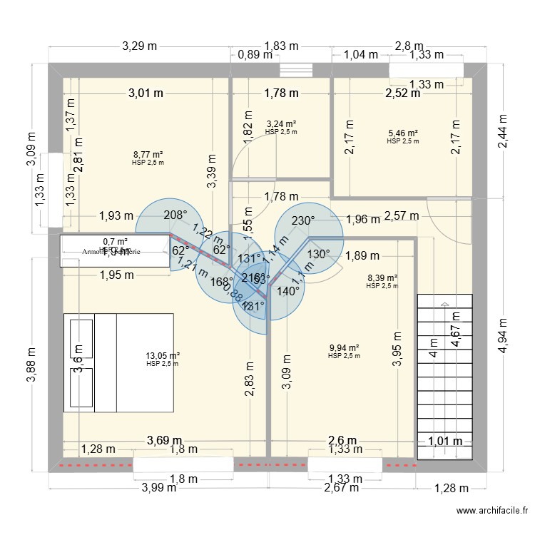 etag1. Plan de 7 pièces et 50 m2