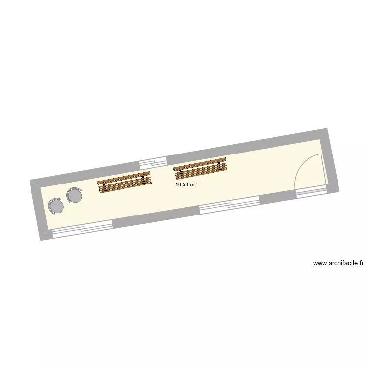 Terrasse. Plan de 1  et 11 m²