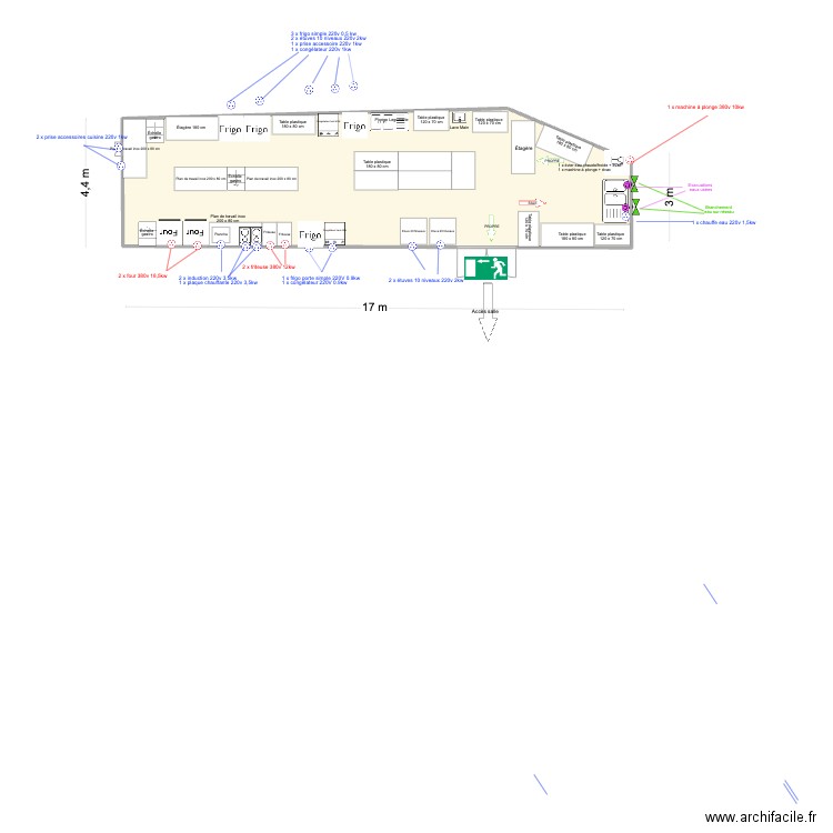 Cuisine Imagine Dragon - Groupama Stadium -v2. Plan de 1 pièce et 75 m2