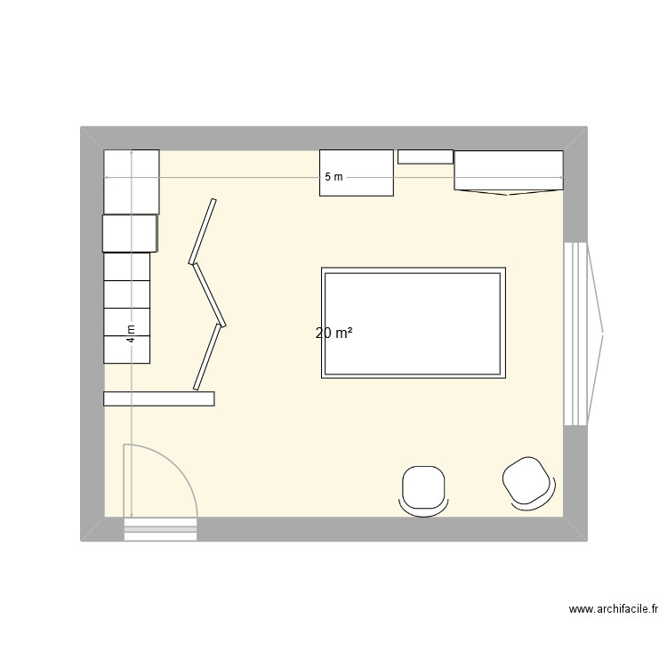 salle pour Céline shiatsu. Plan de 1 pièce et 20 m2