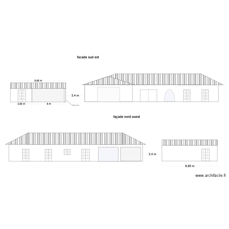 facade sud est. Plan de 0 pièce et 0 m2