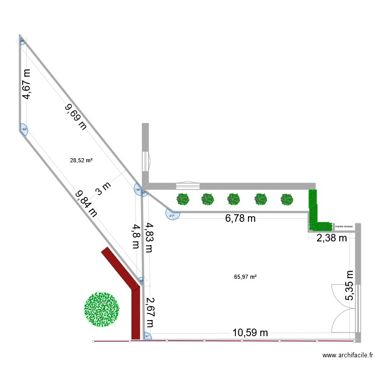 parking Mesanges mesures définitives. Plan de 2 pièces et 94 m2