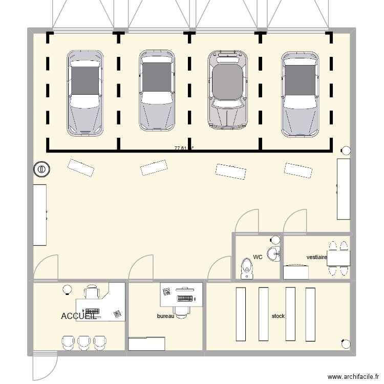 GARAGE. Plan de 6 pièces et 106 m2