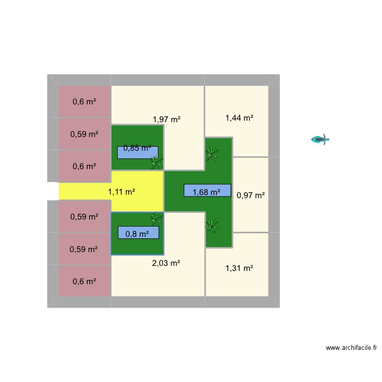 Balangan . Plan de 15 pièces et 16 m2