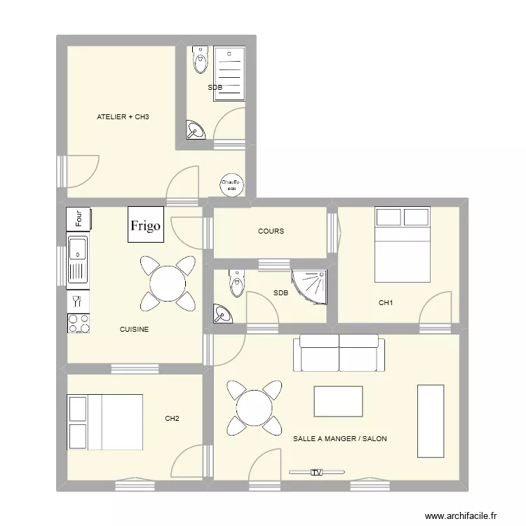 maison ors. Plan de 8  et 77 m²