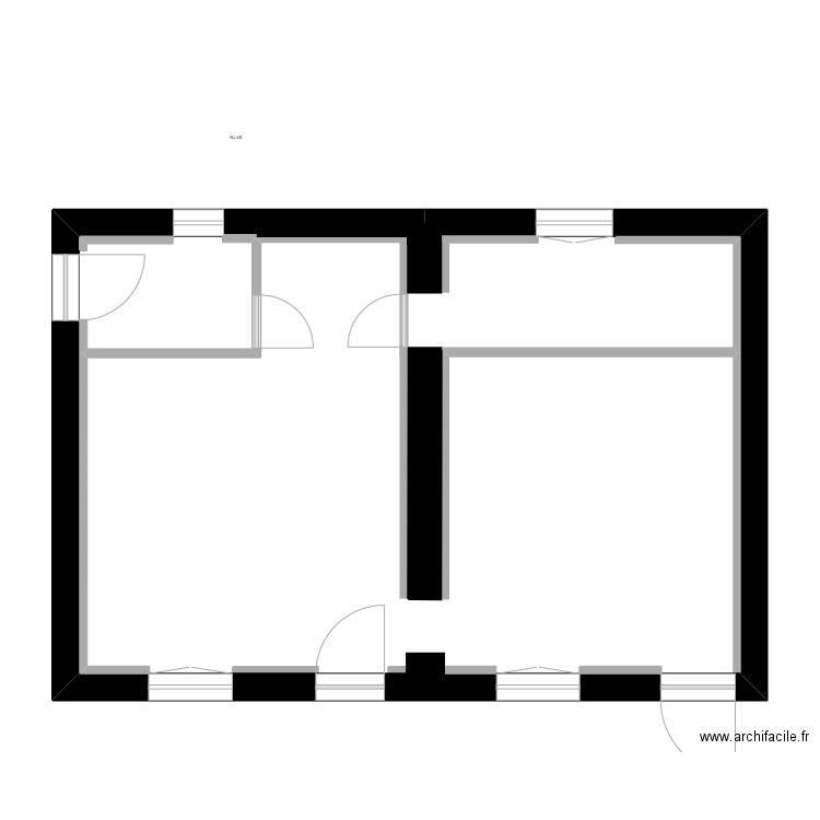Mur nu avec placo et cloisons sdb. Plan de 0 pièce et 0 m2