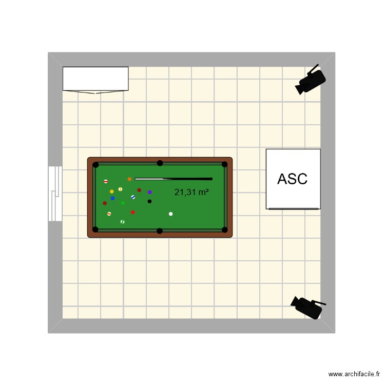 frssdd. Plan de 1 pièce et 21 m2
