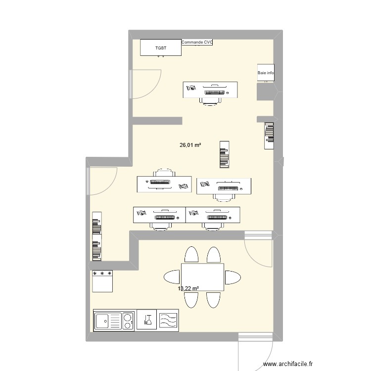 SMI. Plan de 2 pièces et 39 m2