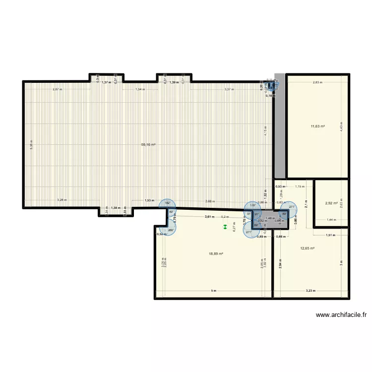 Plan avec cotes V3. Plan de 11  et 162 m²