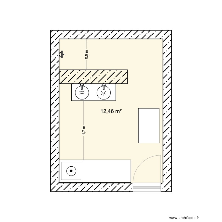 Salle de bain. Plan de 1 pièce et 12 m2