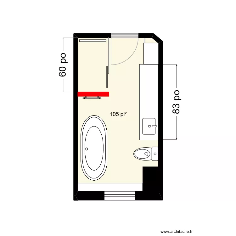 Joelle sdb2. Plan de 1 Pièce et 10 m²