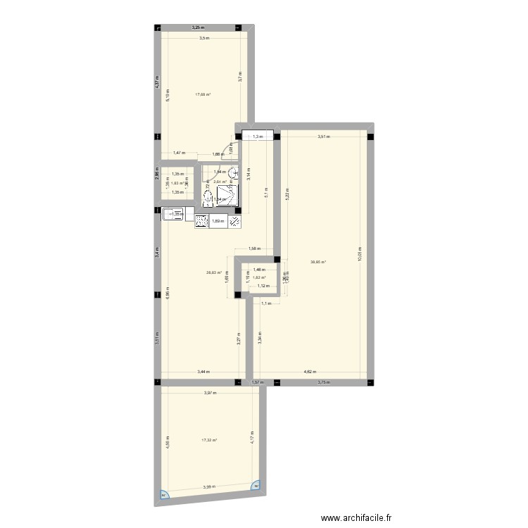 studio sur dimensions. Plan de 7 pièces et 109 m2