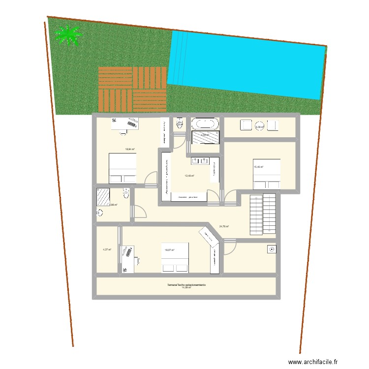 Casa Atria primera planta. Plan de 11 pièces et 126 m2