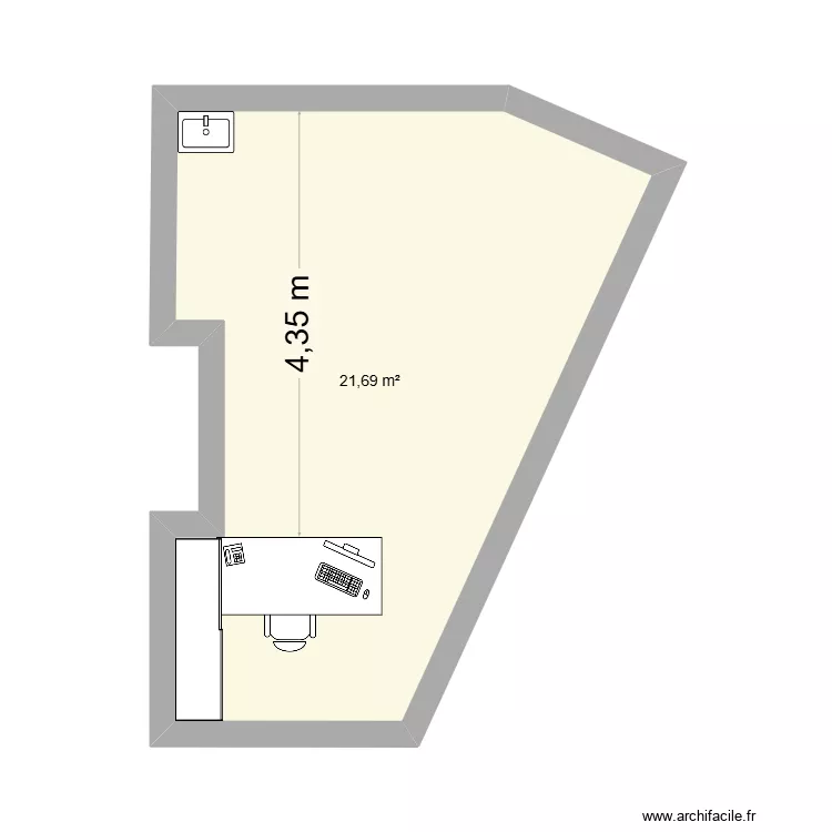 Bureau. Plan de 1 et 22 m² Bureau. Plan de 1 et 22 m²