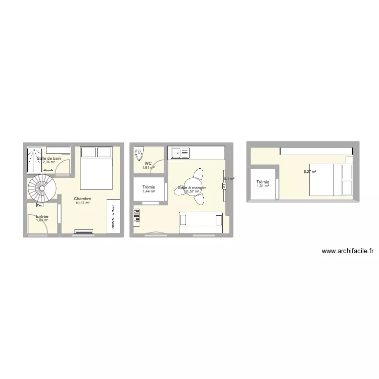 impasse des vignes 6. Plan de 9  et 39 m²