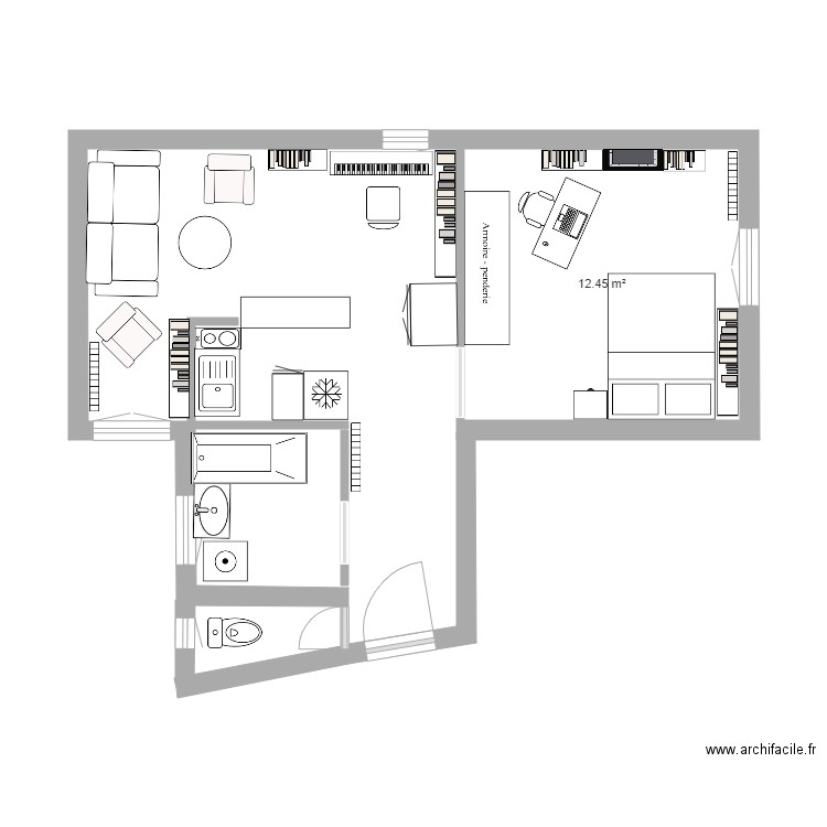 Geoffrey 2. Plan de 1 pièce et 12 m2