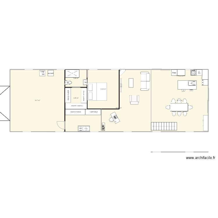 Trémolat 2. Plan de 6 pièces et 125 m2