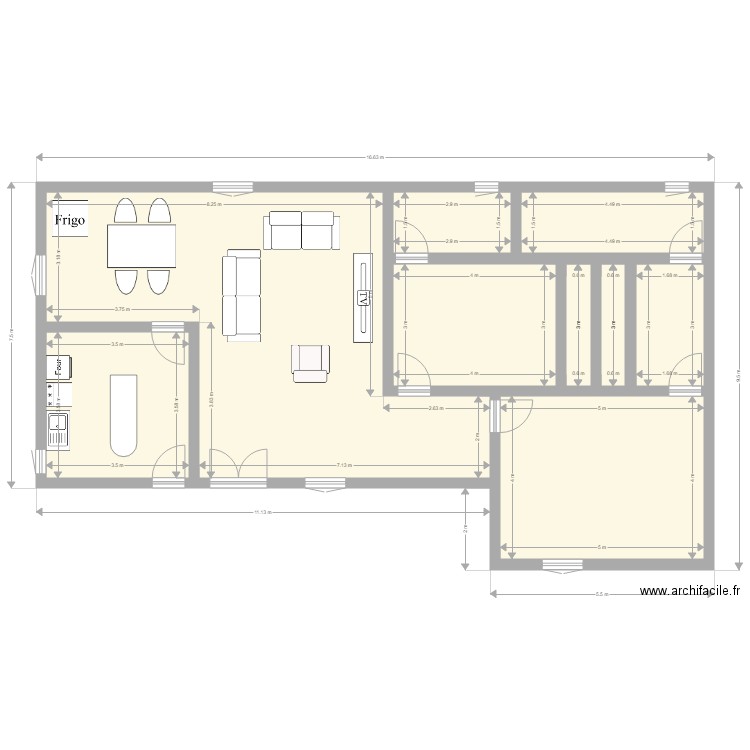 MAISSON DABOU. Plan de 9 pièces et 113 m2
