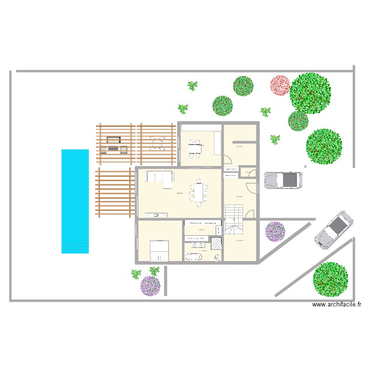 Etude 7. Plan de 15 pièces et 187 m2