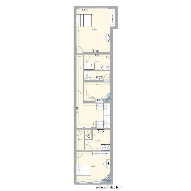 ALSACE Etage. Plan de 9 pièces et 93 m2
