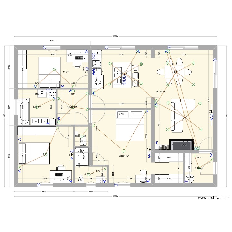 plan metre 1. Plan de 11 pièces et 99 m2