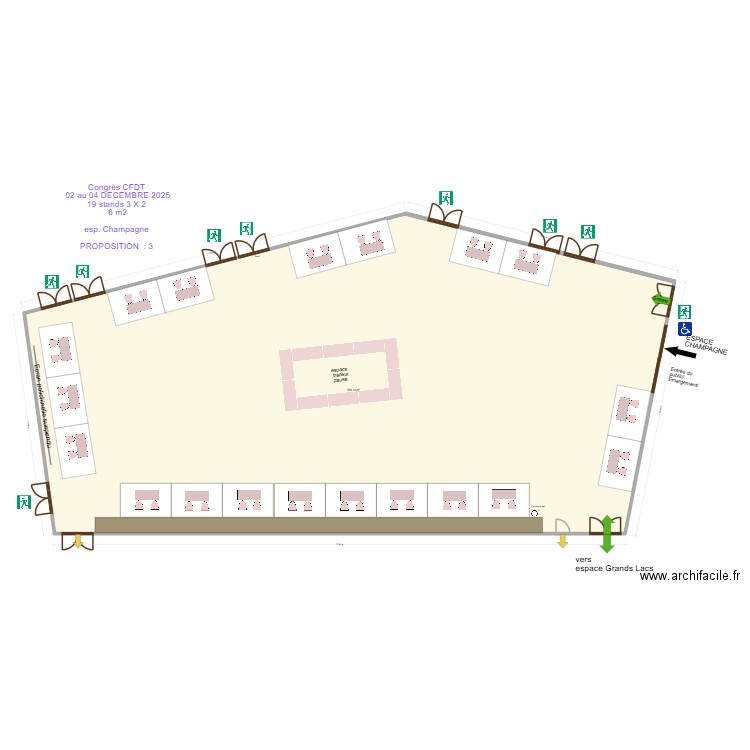 Congrès CFDT 02 au 04 Déc  2025  espace champagne prop 3. Plan de 1 pièce et 584 m2