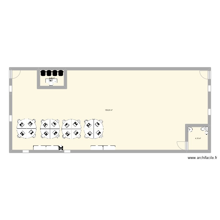 aaa. Plan de 3 pièces et 137 m2