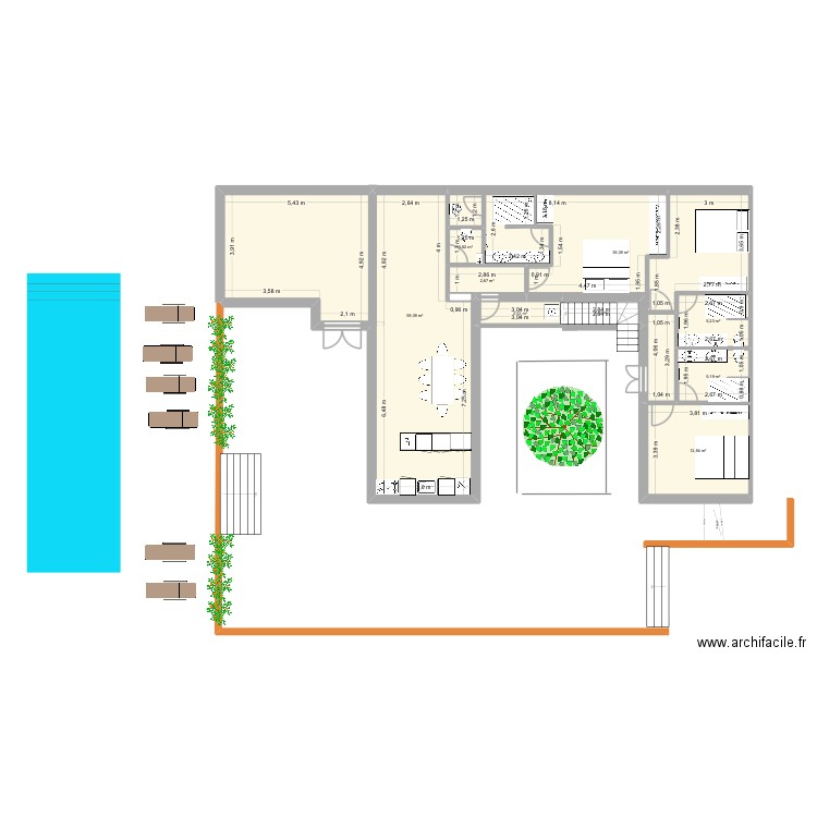 WC Pouilles.   19 octobre. Plan de 9 pièces et 131 m2