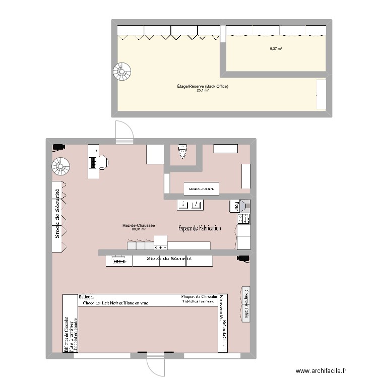 Point de Vente 2. Plan de 3 pièces et 114 m2