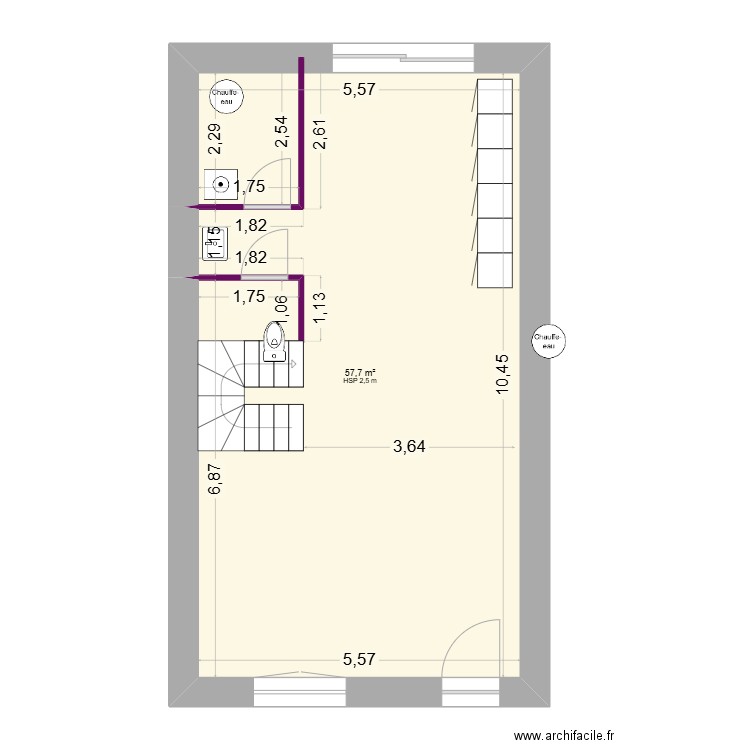 jarnac. Plan de 1 pièce et 58 m2