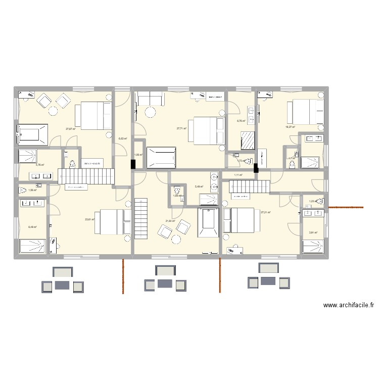 1er étage carbuccia. Plan de 19 pièces et 191 m2