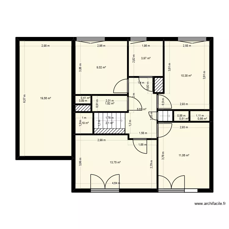 P1.0_PLAN_ETAGE_ORIGINAL_PROJET_ZANY. Plan de 16  et 81 m²