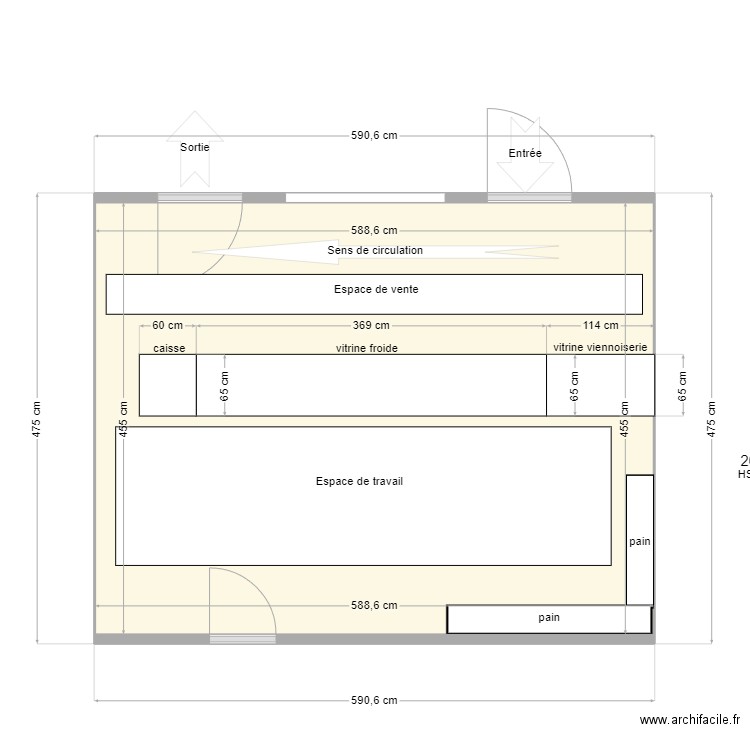 boulangerie mers sur indre. Plan de 1 pièce et 27 m2