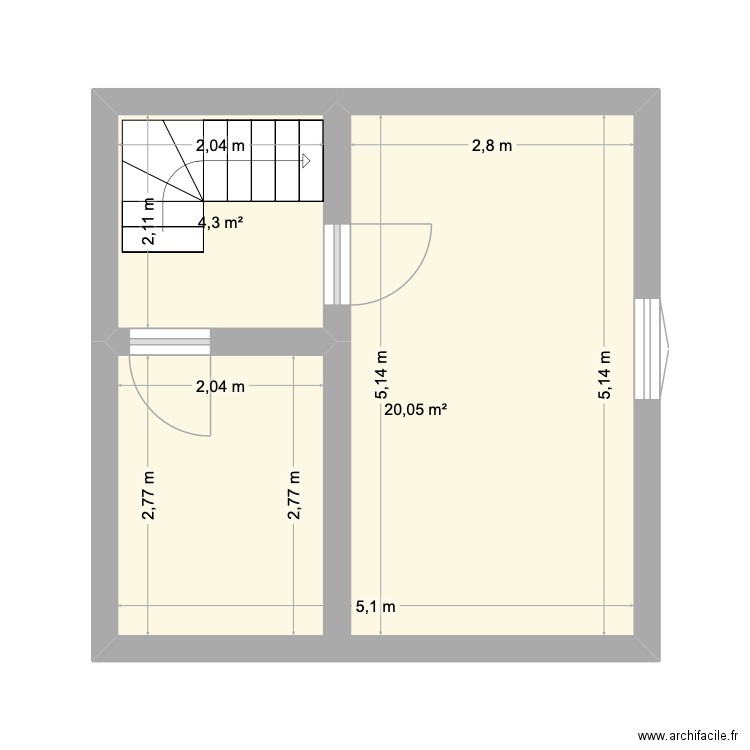 St George. Plan de 2 pièces et 24 m2