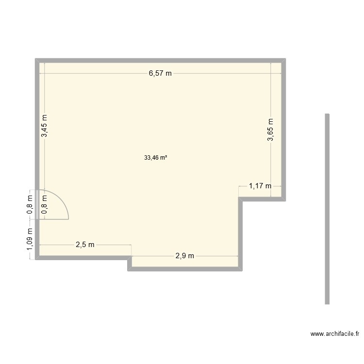 OPTO. Plan de 1 pièce et 33 m2