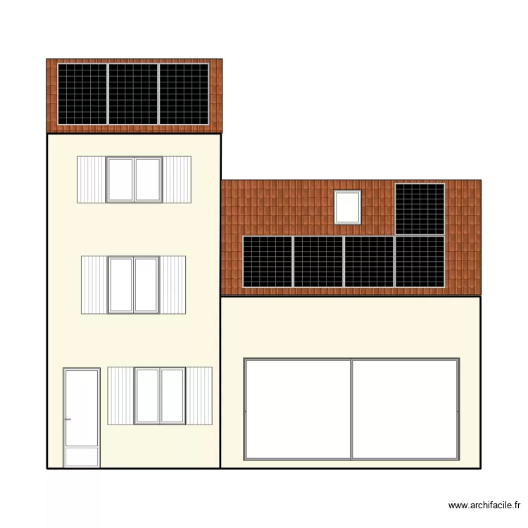 Plan fa&ccedil;ade photovolta&iuml;que Bruniquel. Plan de 2 pièces et 47 m²
