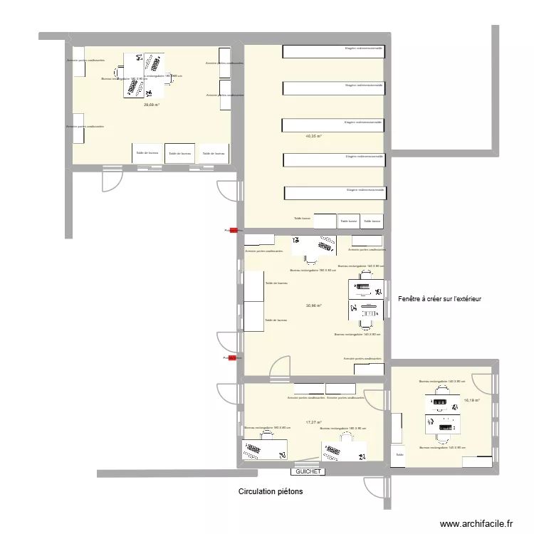 Am&eacute;nagement des bureaux et magasin. Plan de 