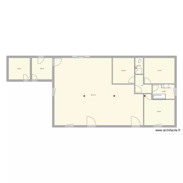 rdc chevrerie plan final. Plan de 9  et 158 m²