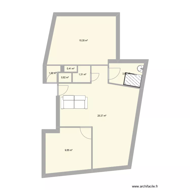 JOANNES. Plan de 8  et 57 m²