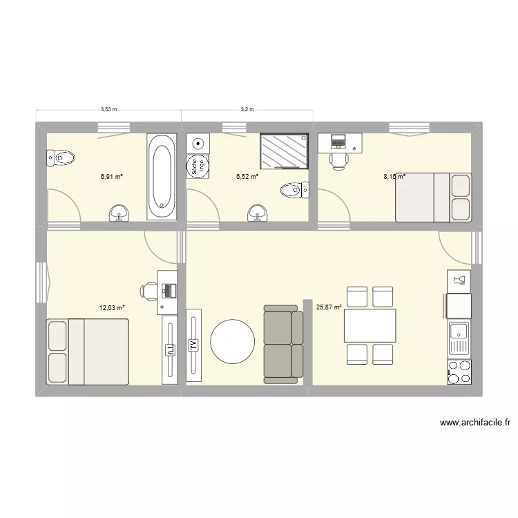 PLAN 3. Plan de 5 Pièces et 59 m² PLAN 3. Plan de 5 Pièces et 59 m²