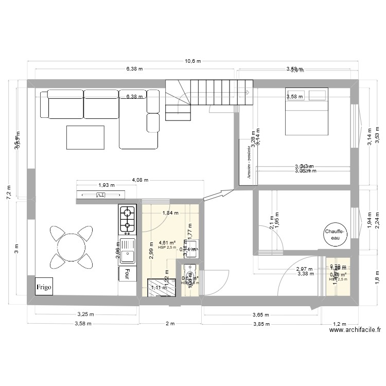 plan maison chagny. Plan de 3 pièces et 6 m2