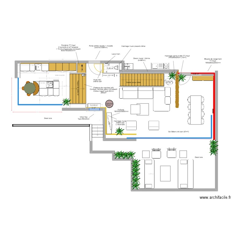 Roc Mer  - Agencement + cuisine V7. Plan de 3 pièces et 1 m2