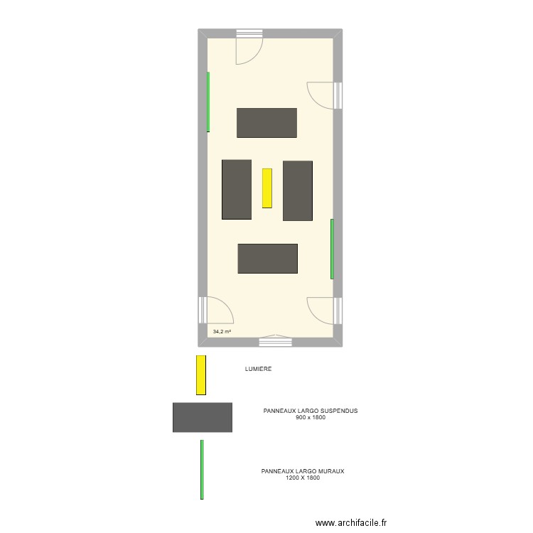 ANCIEN PRESBYTERE - MAIRIE DE SANCHEVILLE. Plan de 1 pièce et 34 m2