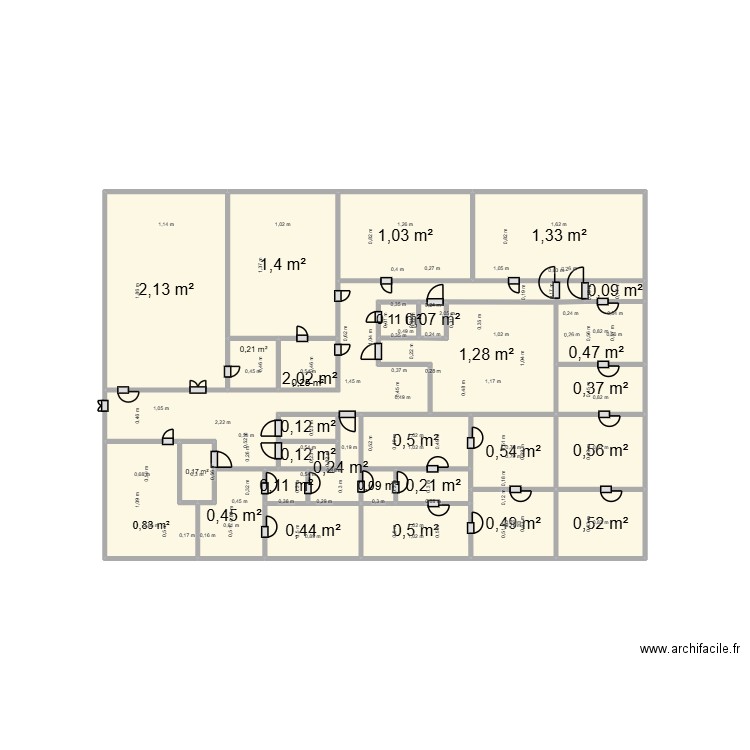 plan. Plan de 29 pièces et 17 m2