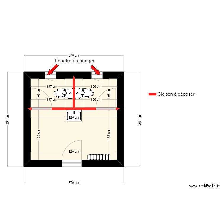 Châteaubriant - Focast - Existant. Plan de 3 pièces et 9 m2