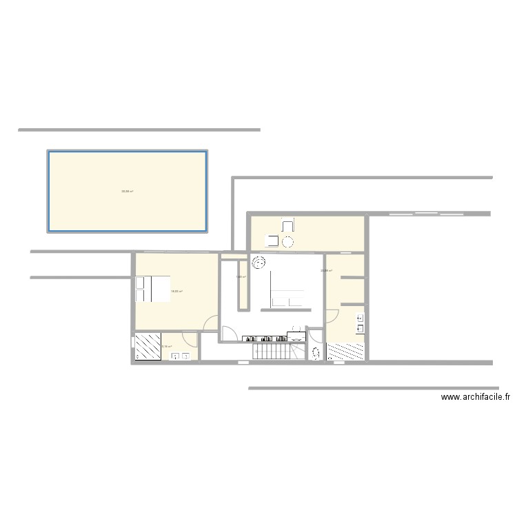 yahoue niveau2. Plan de 5 pièces et 85 m2