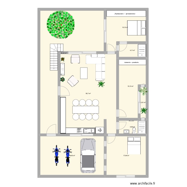 Maison ideale. Plan de 8 pièces et 149 m2